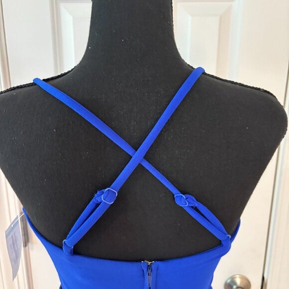 Speechless Embellished Cutout Halter‎ Gown Cobalt Blue Maxi Dress Size 3 NWOT - Picture 6 of 13